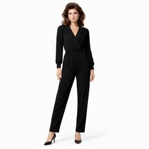 Vintage 80’s St. John Sport Santana Knit Jumpsuit Black Size 10 USA Pockets